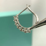 S925 Silver Rows Moissanite Clip Earrings Women 2-3mm D Moissanite Diamond