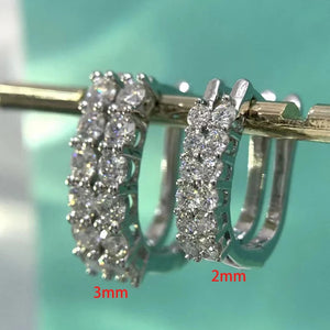 S925 Silver Rows Moissanite Clip Earrings Women 2-3mm D Moissanite Diamond