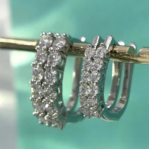 S925 Silver Rows Moissanite Clip Earrings Women 2-3mm D Moissanite Diamond