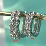 S925 Silver Rows Moissanite Clip Earrings Women 2-3mm D Moissanite Diamond