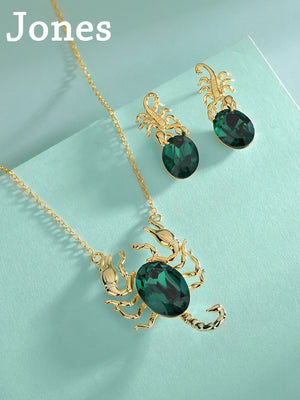 S925 Silver Scorpion Necklace Austrian Crystals Hip-Hop Personality Pendant
