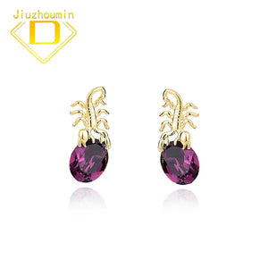 S925 Silver Scorpion Stud Earrings Austrian Crystal Hip Hop Hipster Eardrop