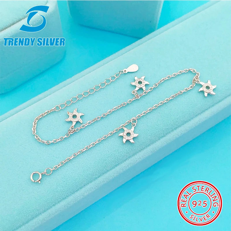 S925 Silver Anklet Barefoot Sandals Foot Chain Ankle Bracelets