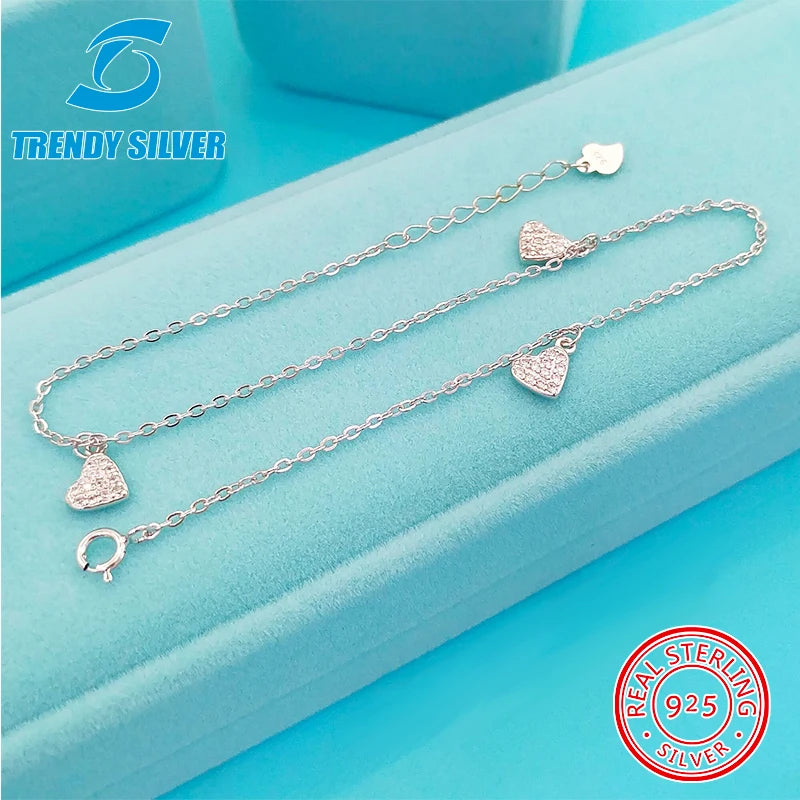 S925 Silver Pendant Anklet Female Anklets Barefoot Sandals Foot Chain