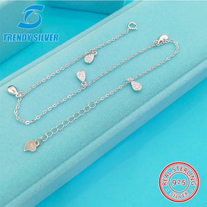 S925 Silver Pendant Anklet Foot Chain Ankle Bracelets for Women