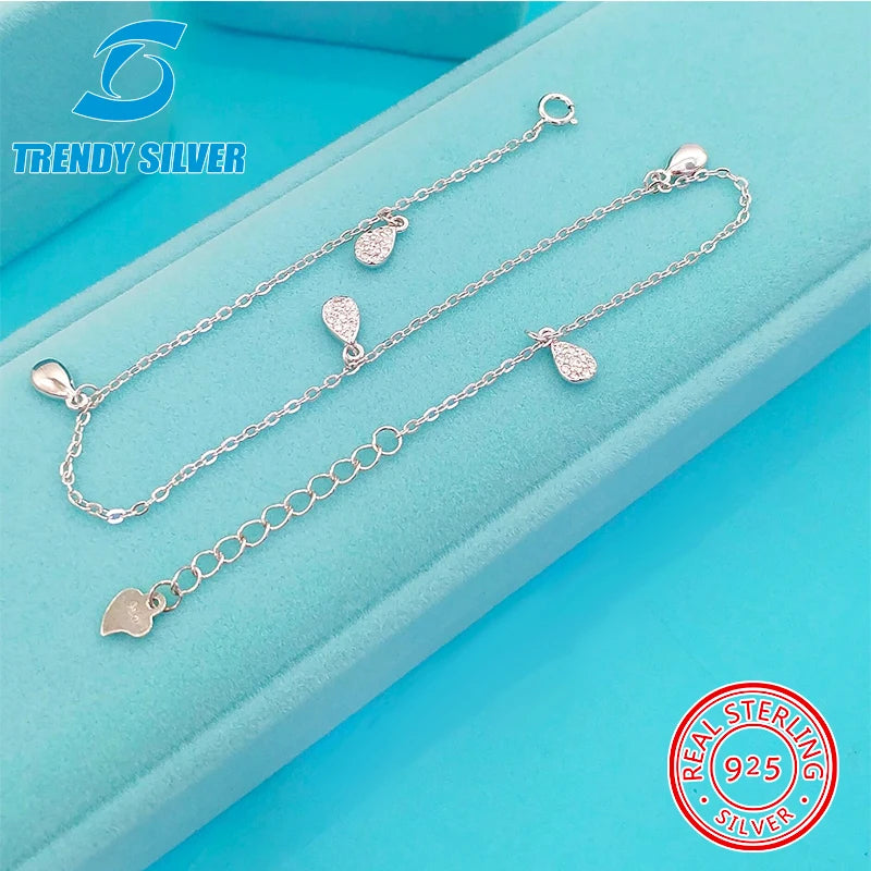 S925 Silver Pendant Anklet Foot Chain Ankle Bracelets for Women