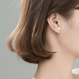 S925 Silver Single Pearl Girl Earrings