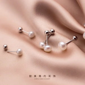S925 Silver Single Pearl Girl Earrings