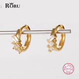 S925 Silver Small Hoop Earrings with Zircon for Women's Summer