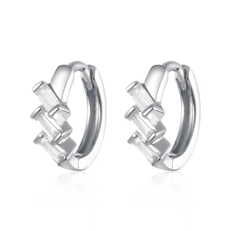 S925 Silver Small Hoop Earrings with Zircon for Women's Summer