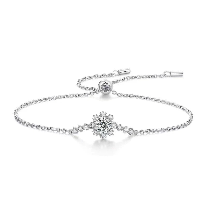 S925 Silver Snowflake Moissanite Bracelet Women 1ct D VVS1
