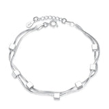 S925 Silver Square Cube & Stars Bracelet Bangle Wedding Birthday Gift