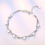 S925 Silver Square Cube & Stars Bracelet Bangle Wedding Birthday Gift