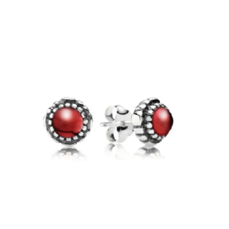 S925 Silver Stud Earrings Moon Stone Jewelry Gift
