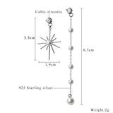 S925 Silver Sunflower Asymmetric Earrings Female Gift Jewelry