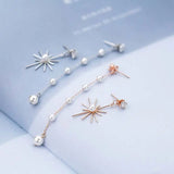 S925 Silver Sunflower Asymmetric Earrings Female Gift Jewelry