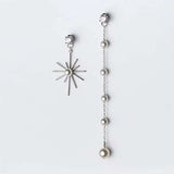 S925 Silver Sunflower Asymmetric Earrings Female Gift Jewelry