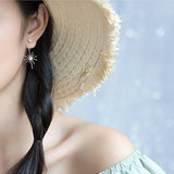 S925 Silver Sunflower Asymmetric Earrings Female Gift Jewelry