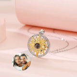 S925 Silver Sunflower Projection Necklace Women Jewelry