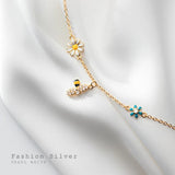 S925 Silver Flower Bracelet with Diamonds and Bee