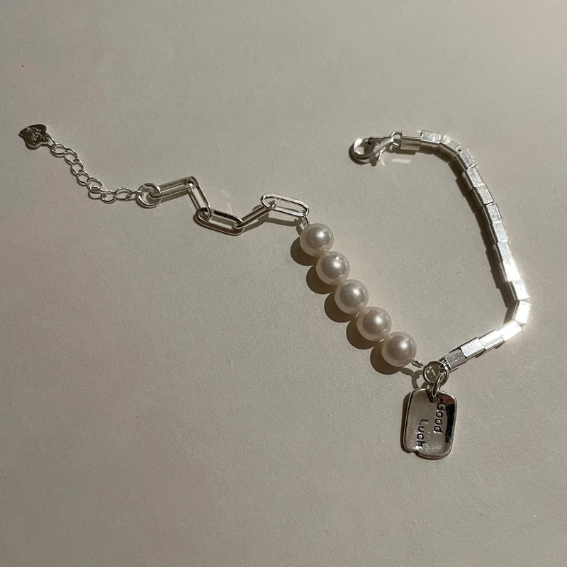 S925 Sweet LUCK Pearl Bracelet for Women Handicraft Jewelry