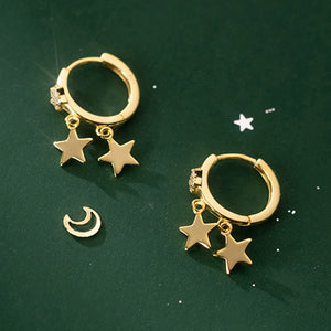 S925 Silver Tassel Star Earrings for Women Girls