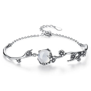 S925 Silver Thai Moonlisht Plum Bossom Flower Bracelet Bangle