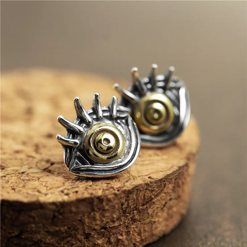 S925 Silver Devil's Eye Stud Earrings Vintage Jewelry