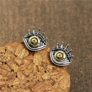 S925 Silver Devil's Eye Stud Earrings Vintage Jewelry