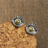 S925 Silver Devil's Eye Stud Earrings Vintage Jewelry