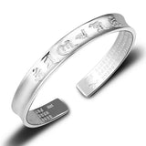 S925 Silver Heart Sutra Bracelet Bangle - Wedding Birthday Gift