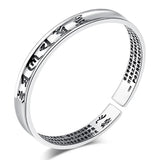 S925 Silver Heart Sutra Bracelet Bangle - Wedding Birthday Gift
