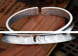 S925 Silver Heart Sutra Bracelet Bangle - Wedding Birthday Gift