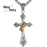 S925 Silver Vintage Cross Pendant Charms Necklace Men Women Jewelry