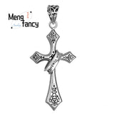 S925 Silver Vintage Cross Pendant Charms Necklace Men Women Jewelry