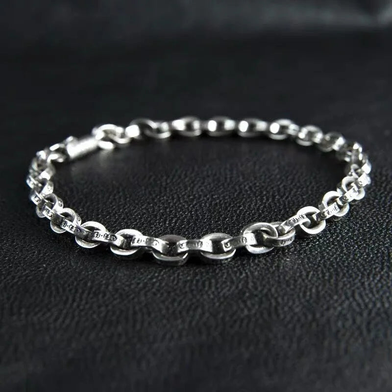 S925 Silver Personalized Buckle Punk Letter Bracelet