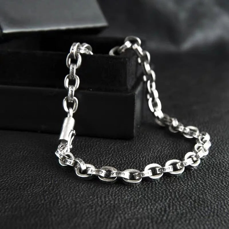 S925 Silver Personalized Buckle Punk Letter Bracelet