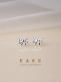 S925 Bowknot Stud Earrings Crystal Wedding Jewelry