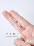 S925 Bowknot Stud Earrings Crystal Wedding Jewelry