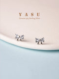 S925 Bowknot Stud Earrings Crystal Wedding Jewelry