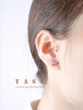 S925 Bowknot Stud Earrings Crystal Wedding Jewelry