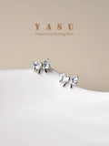 S925 Bowknot Stud Earrings Crystal Wedding Jewelry
