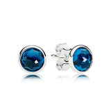 S925 Round Crystal Stone Stud Earrings DIY Jewelry 12 Colors