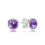 S925 Round Crystal Stone Stud Earrings DIY Jewelry 12 Colors