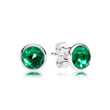 S925 Round Crystal Stone Stud Earrings DIY Jewelry 12 Colors