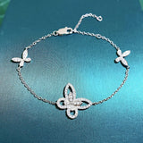 S925 Silver Zircon Bracelet High Carbon Diamond Simulation Bowknot Bracelet