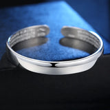 S925 Silver Heart Sutra Bangle Bracelet Glossy Jewelry Gift
