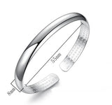 S925 Silver Heart Sutra Bangle Bracelet Glossy Jewelry Gift
