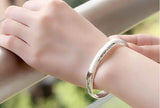 S925 Silver Heart Sutra Bangle Bracelet Glossy Jewelry Gift