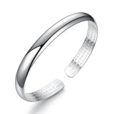 S925 Silver Heart Sutra Bangle Bracelet Glossy Jewelry Gift
